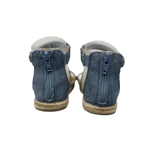 Gymboree Toddler Girls Sandals Size 8 Blue Chambray Espadrille Shoes Wedge - Picture 5 of 9